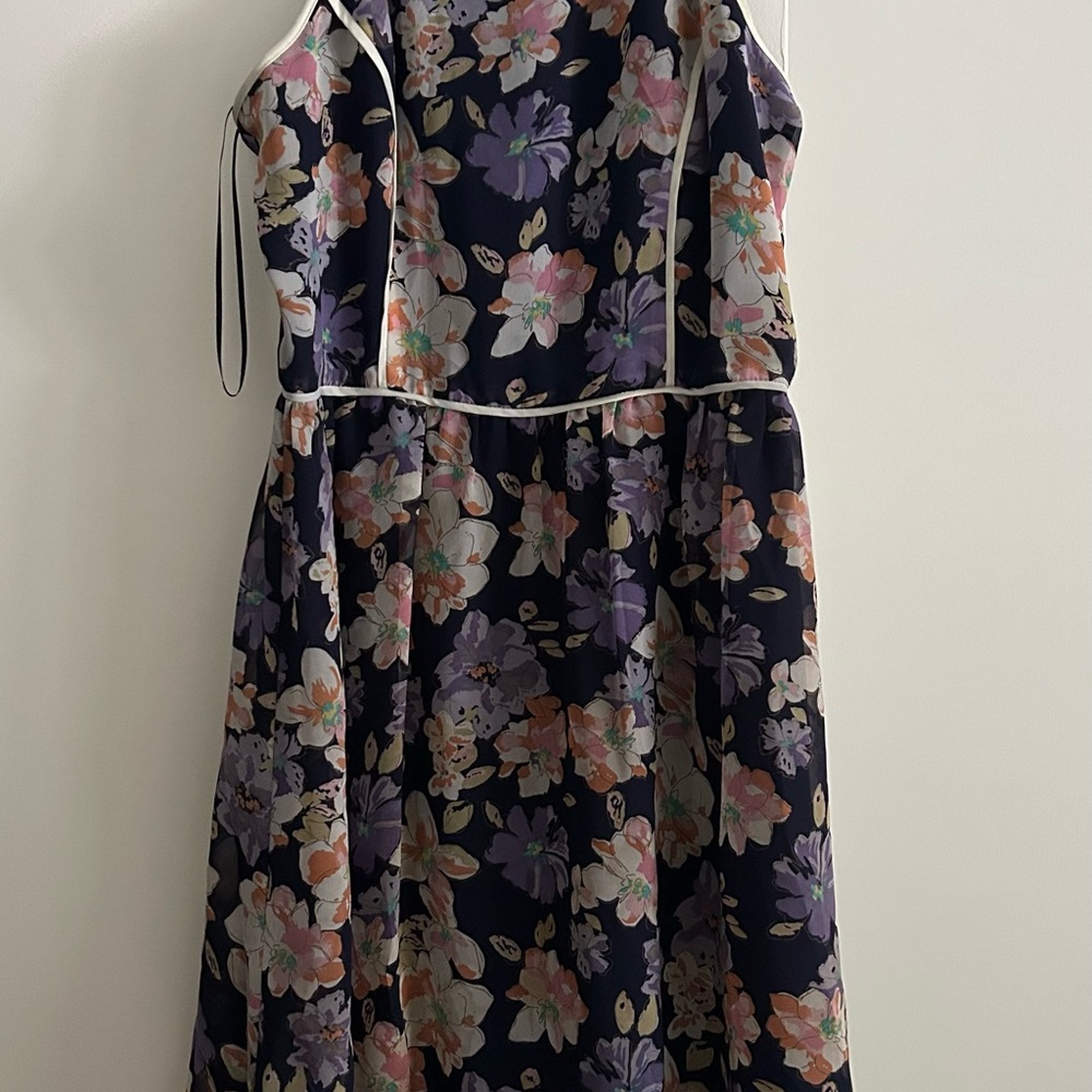 Under Skies Floral Casual Dress - Navy and Multicolor